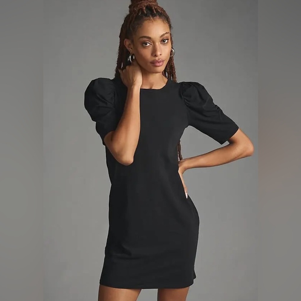 Nation LTD Black Puff Sleeve Black knit Dress